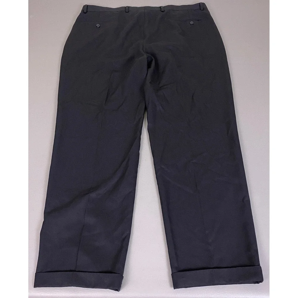 Joseph & Feiss Wool Dress Pants Mens Size 40x34 Black Pleated Cuffed Relaxed Fit